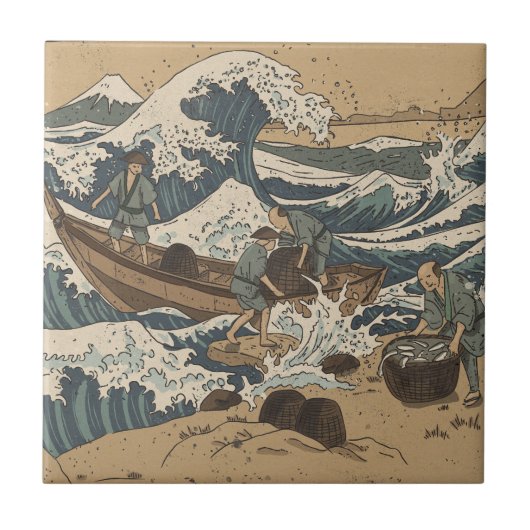 荒れた海 タイル (正面)