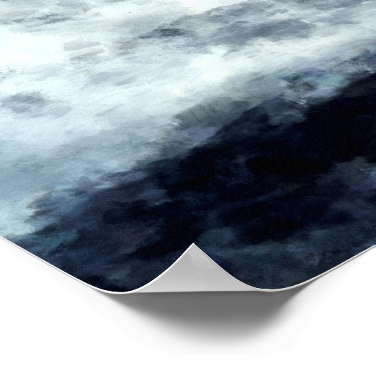 荒れ失った狂う海の抽象芸術風景の灯台 ポスター (角)