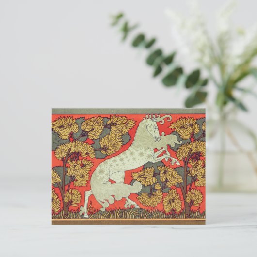 荒れ果てた白馬、森の羊飼いの木々 ポストカード (スタンド正面)