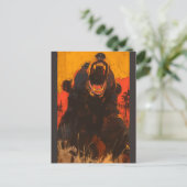 荒れ狂うクマのはがき ポストカード (スタンド正面)