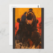 荒れ狂うクマのはがき ポストカード (正面/裏面)