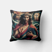 荒れ狂う波の中でイエスは本を持って クッション (裏面)