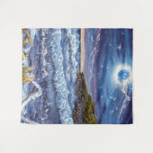 荒れ狂う波の真夜空 タペストリー (正面(横))