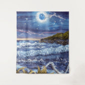 荒れ狂う波の真夜空 タペストリー (正面)