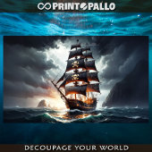 荒れ狂う波や海を海賊が巡る 薄葉紙