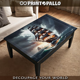 荒れ狂う波や海を海賊が巡る 薄葉紙