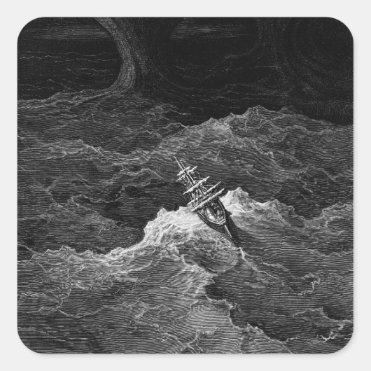 荒れ狂う海で船を出す スクエアシール (正面)