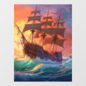 荒れ狂う海で船を航行する ウィンドウサイン (シート)