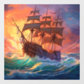 荒れ狂う海で船を航行する ウィンドウサイン (シート)