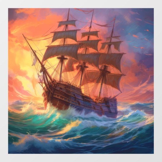 荒れ狂う海で船を航行する ウィンドウサイン (シート)