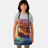 荒れ狂う海で船を航行する エプロン (インサイチュ)