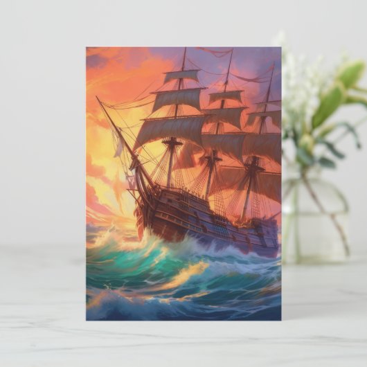 荒れ狂う海で船を航行する シーズンカード (スタンド正面)