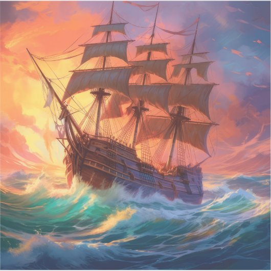 荒れ狂う海で船を航行する シール (正面)