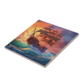 荒れ狂う海で船を航行する タイル (側面)