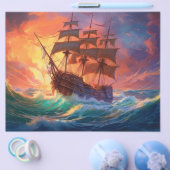 荒れ狂う海で船を航行する チラシ (シングル)