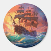 荒れ狂う海で船を航行する マグネット (正面)