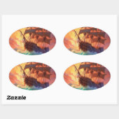 荒れ狂う海で船を航行する 楕円形シール (シート)