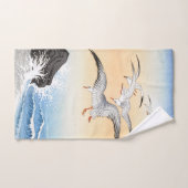 荒れ狂う海の上の5つのカモメ – 大原小村 – ハンドタオル (ハンドタオル)