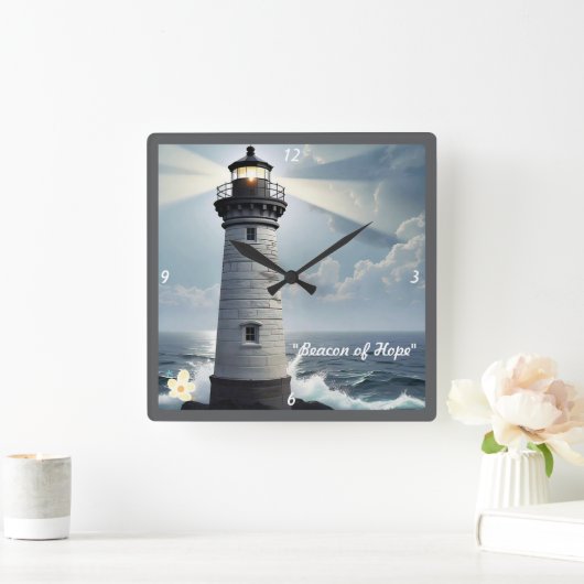 荒れ狂う海の穏 スクエア壁時計 (ホーム)