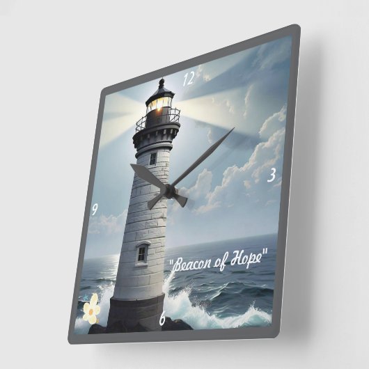 荒れ狂う海の穏 スクエア壁時計 (傾斜)