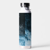 荒れ狂う海の聖書の聖句に十字架パーソナライズされた ウォーターボトル (左面)