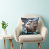 荒れ狂う海を戦う海賊船 クッション (椅子)