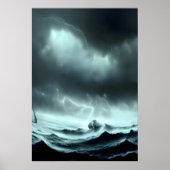 荒れ狂う海 | AIアートポスター ポスター (正面)