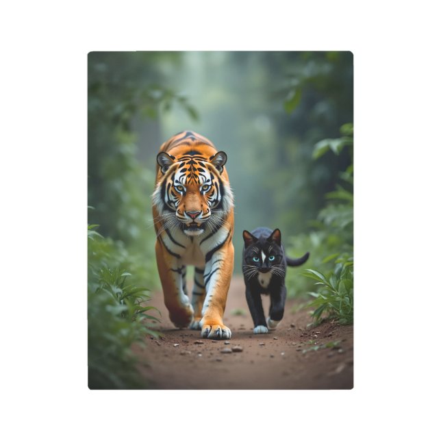 荒れ狂う猫の友人たち メタルプリント (正面)