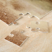 荒れ狂う空の砂漠で白いワイルドホースが駆け回る – ジグソーパズル (側面)