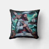 荒れ運る海の十字架 クッション (裏面)