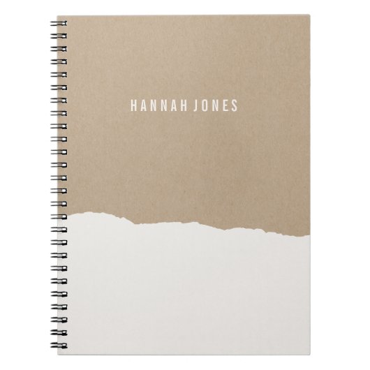 荒削りエッジのジャーナル – 白 ノートブック (正面)