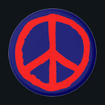 荒削り平和シンボル – 濃い青の赤 マグネット<br><div class="desc">チョーク効果オリジナルから作成され、最大の影響を与える大きなベクトル図形に変換された大きな粗い手描き平和シンボル。</div>