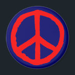 荒削り平和シンボル – 濃い青の赤 マグネット<br><div class="desc">チョーク効果オリジナルから作成され、最大の影響を与える大きなベクトル図形に変換された大きな粗い手描き平和シンボル。</div>