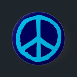 荒削り平和シンボル – 青の影 缶バッジ<br><div class="desc">チョーク効果オリジナルから作成され、最大の影響を与える大きなベクトル図形に変換された大きな粗い手描き平和シンボル。</div>