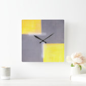 「荒廃させた」灰色および黄色の抽象美術の時計 スクエア壁時計 (ホーム)