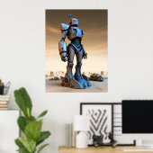荒廃した荒野のロボット像 AI ポスター (ホームオフィス)