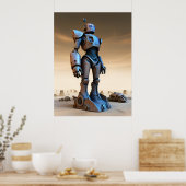 荒廃した荒野のロボット像 AI ポスター (キッチン)
