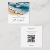 荒波と海岸のレジストリーQRコード スクエア名刺 (正面/裏面)