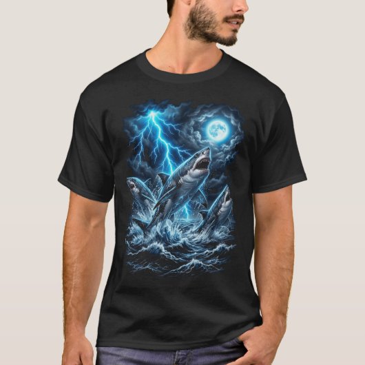 荒波のサメ Tシャツ (正面)