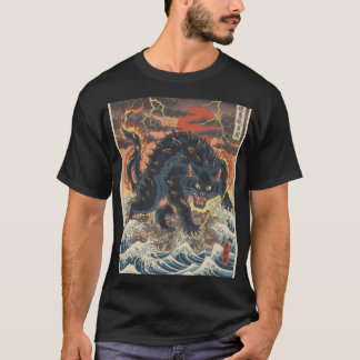 荒波の上のスパイク怪獣 Tシャツ
