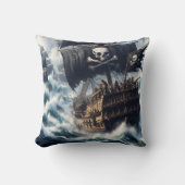 荒海と戦う歴史海賊船 クッション (正面)