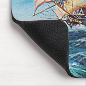 荒海の油絵に帆船 マウスパッド (コーナー)