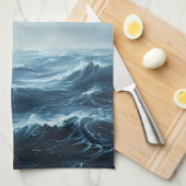 荒海海波 キッチンタオル (四つ折り)