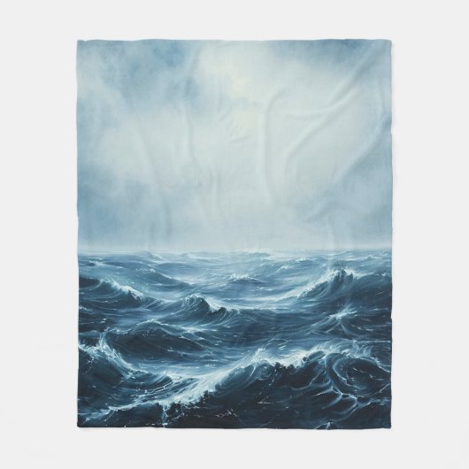 荒海海波 フリースブランケット (正面)