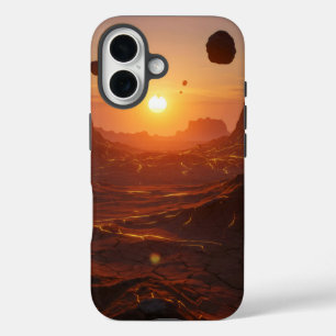 荒涼としたエイリアン砂漠の風景 iPhone 16ケース