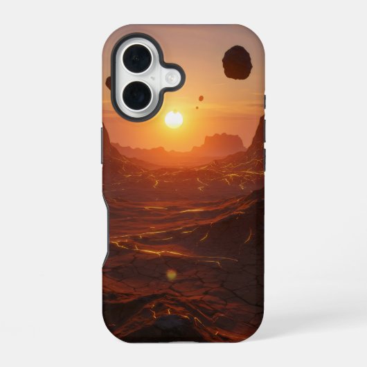 荒涼としたエイリアン砂漠の風景 iPhone 16ケース (裏面)