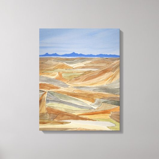 荒涼とした地域水彩ラインアートプリント キャンバスプリント (正面)