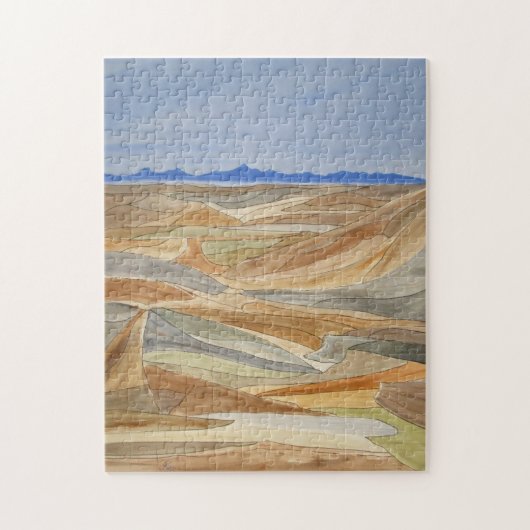 荒涼とした地域水彩ラインアートプリント ジグソーパズル (縦)