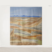 荒涼とした地域水彩ラインアートプリント タペストリー (正面)