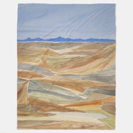 荒涼とした地域水彩ラインアートプリント フリースブランケット